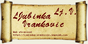 LJubinka Vranković vizit kartica